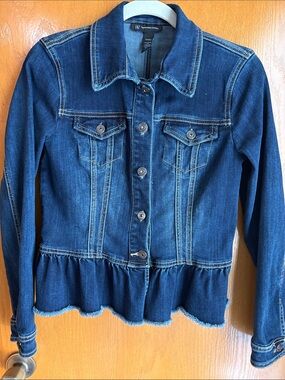 INC International Concepts Dark Blue Denim Jacket with Button Front